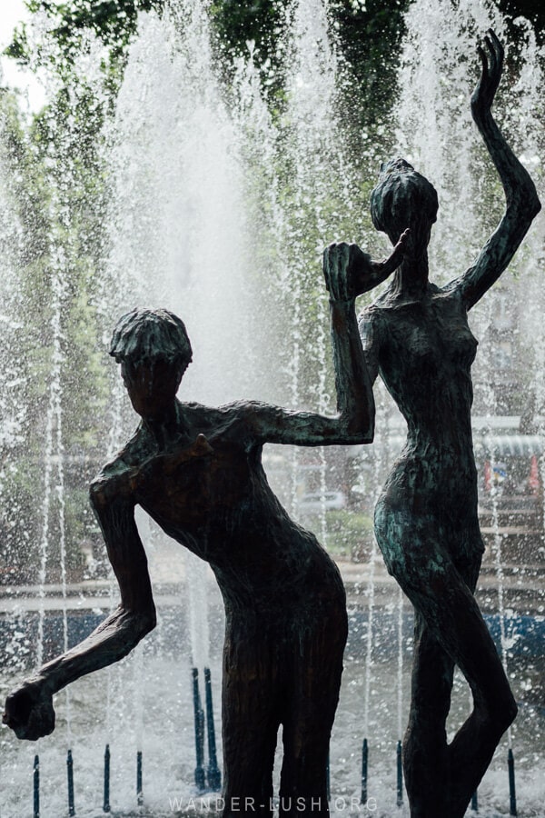 A decorative water fountain on Orbeliani Square in Tbilisi, Georgia.