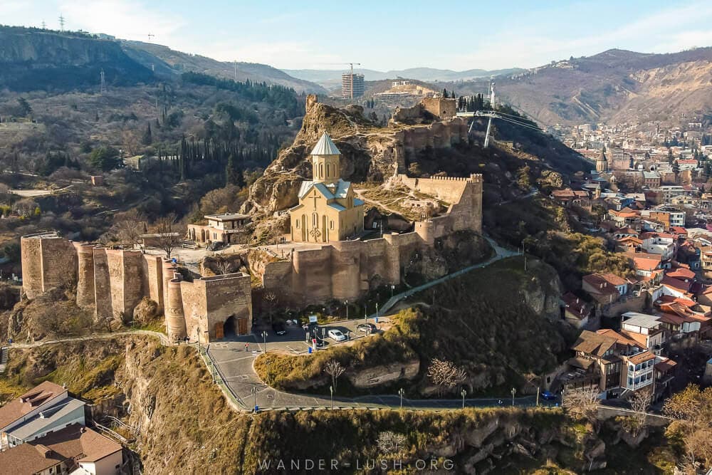 Narikala Fortress and Hill in the centre of Old Tbilisi's Kala district.