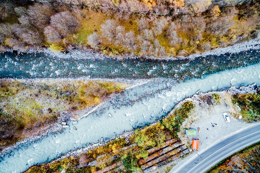 The White and Black Aragvi rivers near Tbilisi, Georgia.