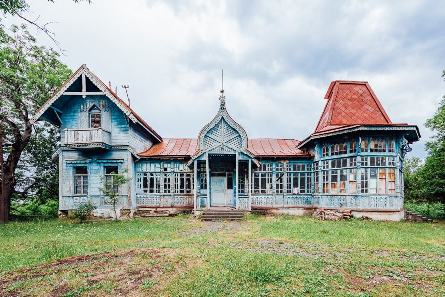 An abandoned wooden house in Kojori near Tbilisi, Georgia.