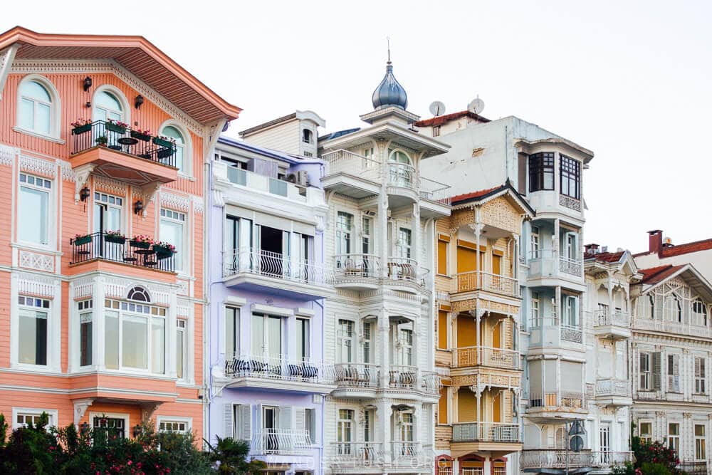 Ottoman-era wooden houses in Arnavutkoy district of Istanbul, Turkey.