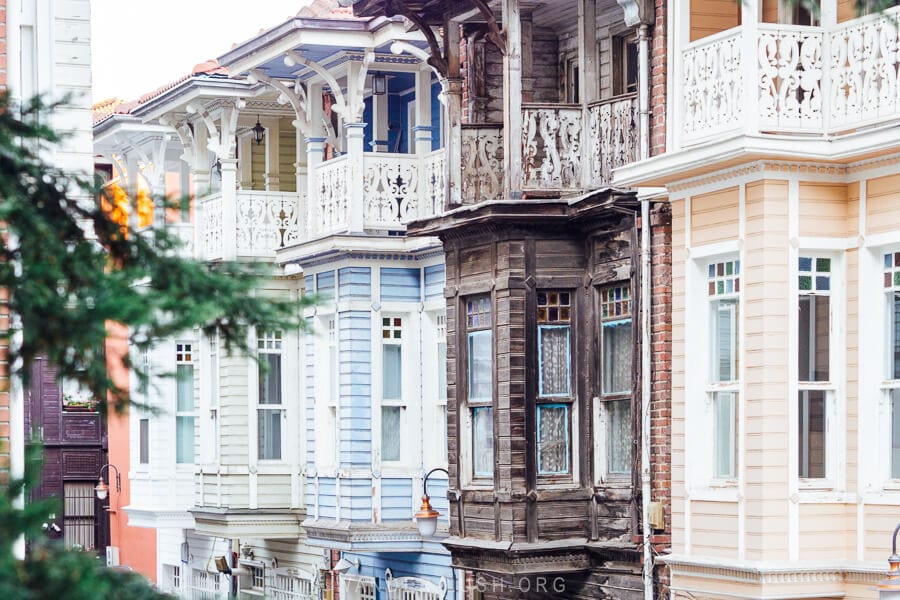 Refurbished Ottoman houses in Arnavutkoy, Istanbul.