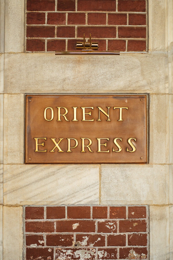 A sign at a historic train station in Istanbul, where the Orient Express train used to terminate.