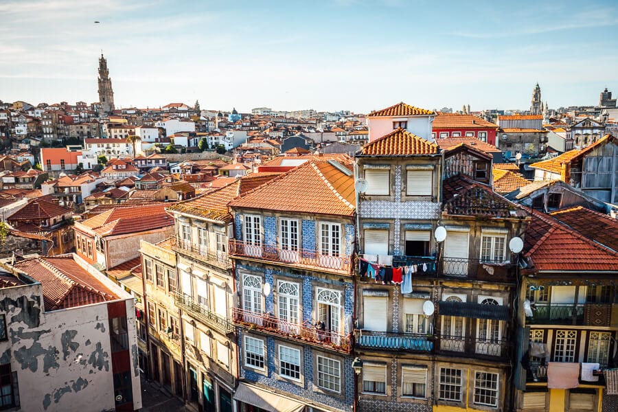 Beautiful colourful houses and rooftops in Porto, Portugal.