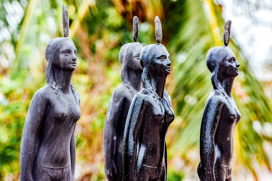 Black miniature India Catalina statues in Cartagena, Colombia.