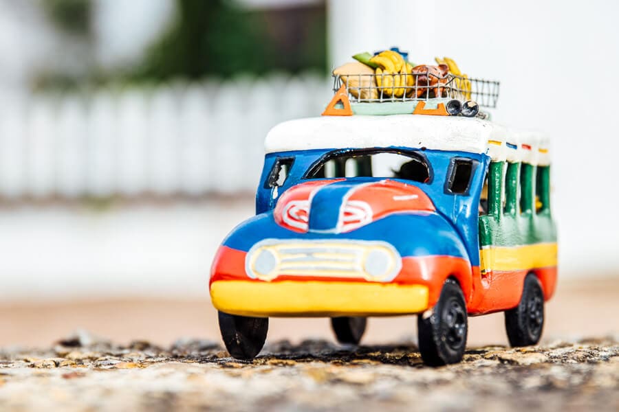 A toy chiva bus at a shop in Medellin.