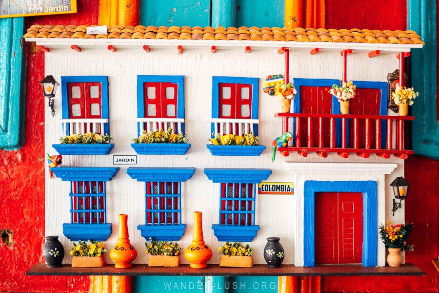 A replica model of a colourful house in Jardin, Colombia, a great souvenir from Colombia.