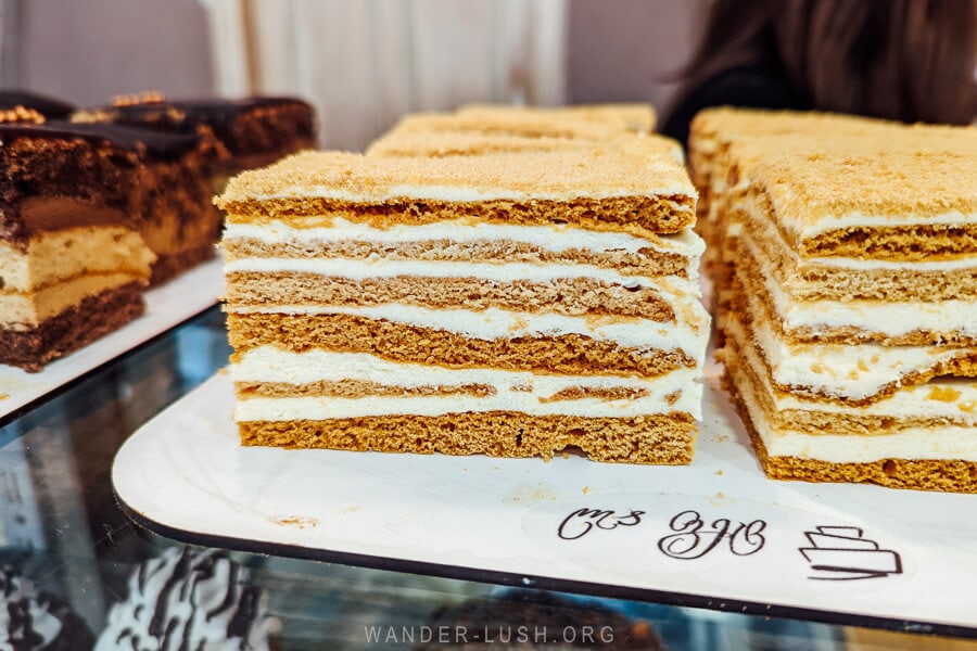 Georgian honey cake Medoki at a bakery in Kutaisi.