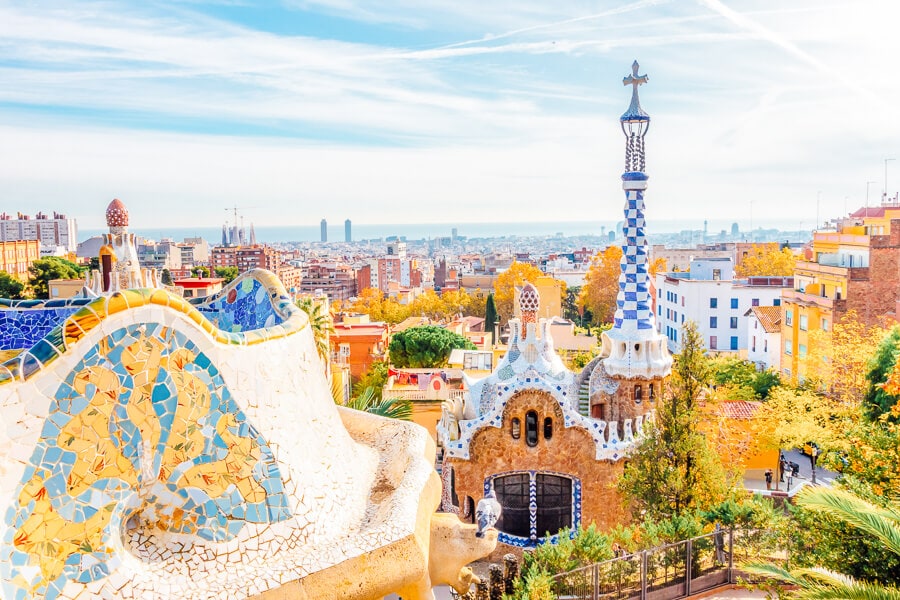 View of Barcelona, one of the most romantic cities in Spain, from the Park Guell.