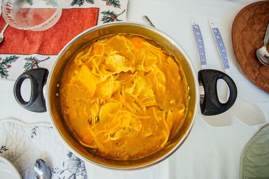 A bowl of Haitian Joumou pumpkin or squash soup.