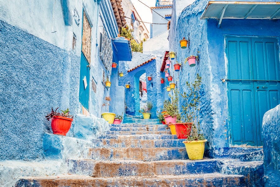 The blue streets of Chefchaouen, Morocco's most beautiful city.