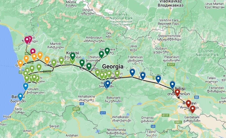 Map of trains in Georgia the country.