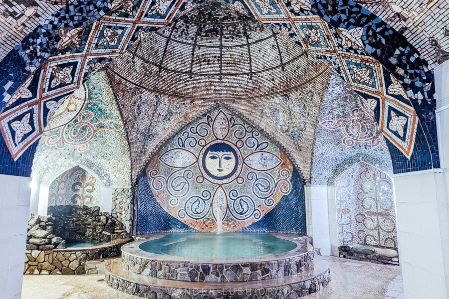 A sulfur bath in Tbilisi, Georgia decorated with Soviet-style mosaics.