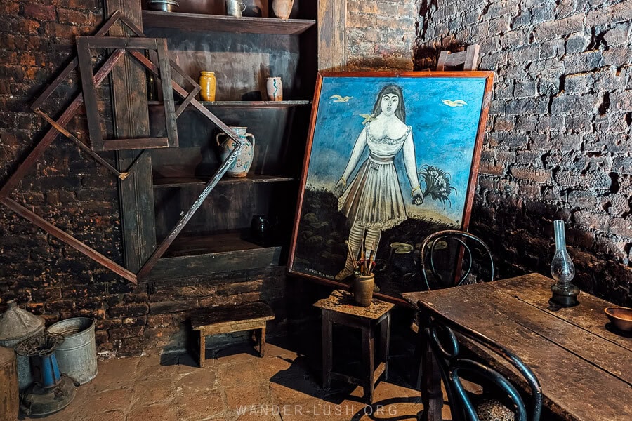 A recreated underground apartment interior at the Niko Pirosmani Museum in Tbilisi.