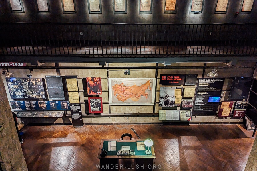 A recreated desk inside the Soviet Occupation Hall, a permanent exhibition at the Georgian National Museum in Tbilisi.