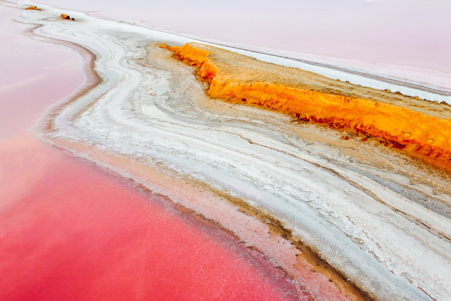 Hutt Lagoon, a natural pink lake of the world in Australia.