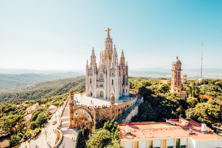 Tibidabo Church, a hilltop cathedral in Spain overlooking the countryside around Barcelona.