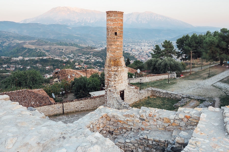 The Red Mosque, a ruined mosque inside the grounds of Berat Castle in Albania.