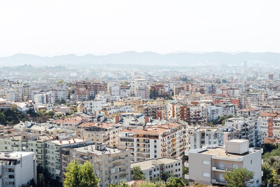 A view of Tirana's apartment blocks from the Dajti Express cable car.