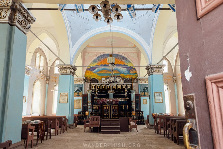 The colourfully painted interior of the Oni Synagogue in Racha.