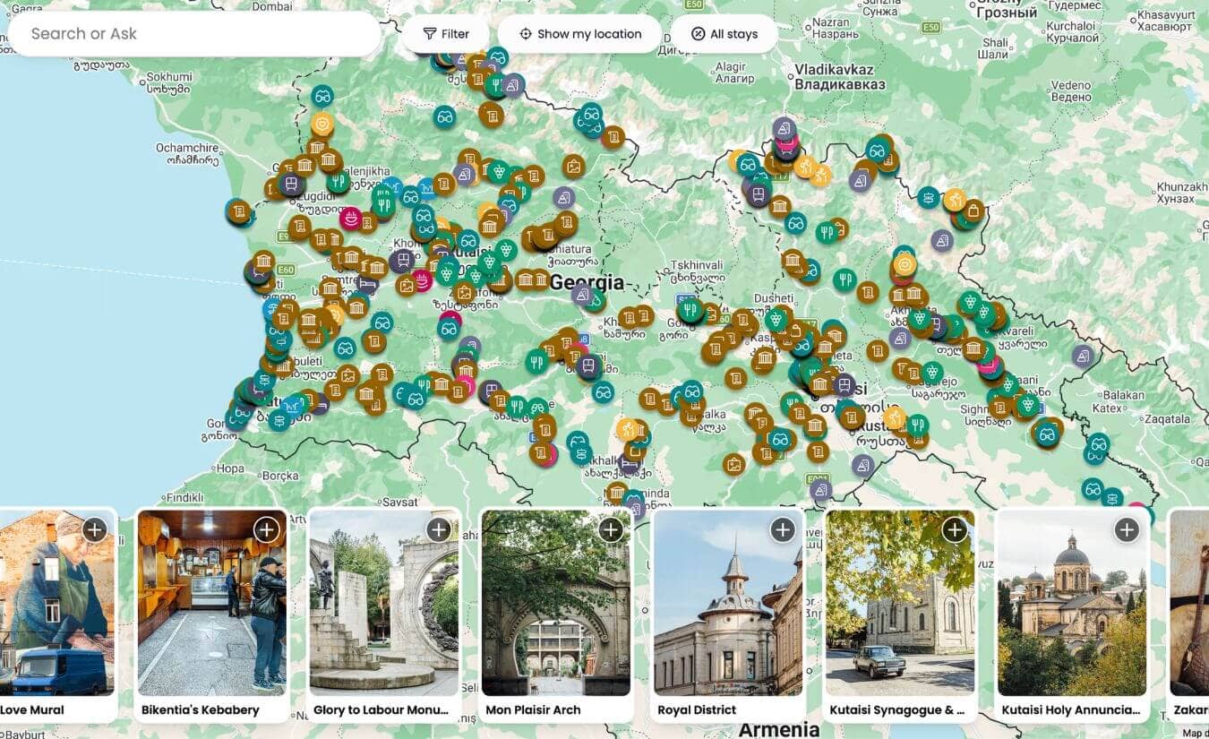 An interactive map of the country of Georgia.