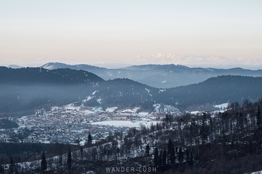 Mountain scenery around the ski resort of Bakuriani in winter.